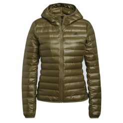 Damska kurtka puchowa adidas Varilite. Zielone kurtki sportowe damskie Adidas, xs, bez wzorów, z materiału, bez ramiączek, bez kaptura, trekkingowe. Za 590.00 zł.