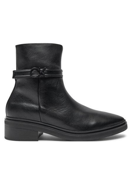 Calvin Klein Botki HW0HW02183 Czarny. Czarne botki damskie Calvin Klein, bez wzorów, ze skóry, bez obcasa, na płaskiej podeszwie, bez zapięcia. Za 449.99 zł.