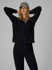 4F Bluza dresowa regular z kapturem damska - czarna XXL. Czarne bluzy damskie 4F, xxl, bez wzorów, z dresówki, bez ramiączek, z kapturem. Za 169.99 zł.