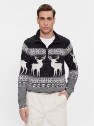 Brave Soul Sweter MK-248CRATCHITB Granatowy Regular Fit. Niebieskie swetry męskie Brave Soul, m, bez wzorów, z syntetyku, bez kołnierzyka, bez ramiączek. Za 189.99 zł.