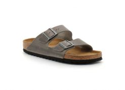 Klapki Birkenstock Arizona Iron Dorosłych. Brązowe klapki męskie Birkenstock, bez wzorów, z materiału, bez zapięcia. Za 583.35 zł.