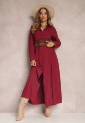 Bordowa Sukienka Hillcrest. Czerwone sukienki damskie Renee, l, bez wzorów, bez kołnierzyka, bez ramiączek, maxi, koszulowe. Za 109.99 zł.