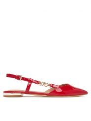 Guess Sandały FLTFR2 PAF05 Czerwony. Czerwone sandały damskie Guess, z aplikacjami, ze skóry, bez obcasa, na płaskiej podeszwie, bez zapięcia. Za 399.99 zł.