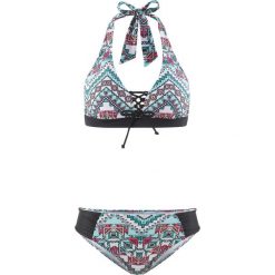Bikini z ramiączkami wiązanymi na szyi (2 części) bonprix biało-zielony. Zielone bikini bonprix, bez wzorów. Za 37.99 zł.