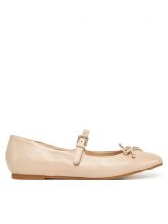 Guess Baleriny FLJKAY LEA02 Beżowy. Brązowe balerinki damskie Guess, z aplikacjami, ze skóry, bez obcasa, bez zapięcia. Za 309.99 zł.