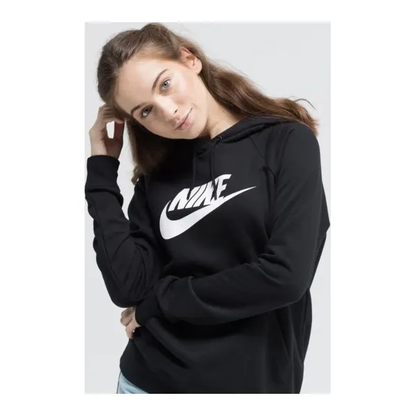 Nike Bluza W Nsw Essntl Po Hbr , czarny, rozmiar XS. Czarne bluzy damskie Nike, s, bez wzorów, z bawełny, bez ramiączek, bez kaptura. W wyprzedaży za 179.99 zł.