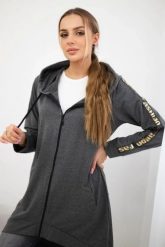 Bluza z suwakiem z tyłu grafit melanż. Bluzy damskie KESI, l, bez wzorów, z bawełny, bez ramiączek, z kapturem. Za 198.65 zł.