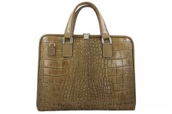 Torba na laptopa skórzana BARBERINI'S 118/1-9 c. beżowa. Brązowe torby na laptopa damskie Barberinis, bez wzorów, ze skóry, na ramię, duże, z tłoczeniem. Za 359.99 zł.