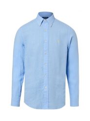 Polo Ralph Lauren koszula lniana Mężczyźni Regular Fit len niebieski, S. Niebieskie koszule męskie Polo Ralph Lauren, m, bez wzorów, ze lnu, eleganckie, bez kołnierzyka, bez ramiączek. Za 599.95 zł.