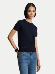 LAUREN RALPH LAUREN T-Shirt 200P14055003 Granatowy Regular Fit. Niebieskie t-shirty damskie Lauren Ralph Lauren, m, bez wzorów, z bawełny, bez kołnierzyka, bez ramiączek. Za 729.99 zł.