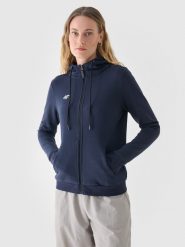4F Bluza dresowa rozpinana z kapturem damska - granatowa XL. Niebieskie bluzy damskie 4F, xl, bez wzorów, z bawełny, sportowe, bez ramiączek, z kapturem. Za 189.99 zł.