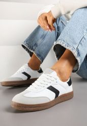 Białe Sneakersy z Perforacją w Stylu Tenisówek Olirielis. Białe obuwie sportowe damskie Renee, bez wzorów, z jeansu, bez zapięcia, tenisowe. Za 99.99 zł.