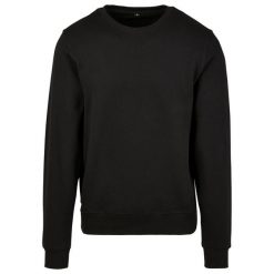 Bluza Unisex Premium Crew Neck Dla Dorosłych. Czarne bluzy męskie BUILD YOUR BRAND, m, bez wzorów, bez ramiączek, bez kaptura. Za 158.99 zł.