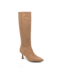 Nine West Kozaki MAIDA ZL23003-2CC Beżowy. Brązowe kozaki damskie Nine West, bez wzorów, z materiału, bez obcasa, na szpilce, bez zapięcia. Za 329.99 zł.