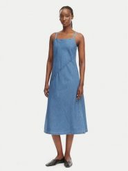 Calvin Klein Jeans Sukienka jeansowa LV047F748G Niebieski jasny Regular Fit. Niebieskie sukienki damskie Calvin Klein Jeans, xs, bez wzorów, z bawełny, bez kołnierzyka, bez ramiączek. Za 529.99 zł.