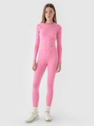 4F Legginsy dzianinowe damskie - różowe S. Czerwone legginsy damskie 4F, bez wzorów, z bawełny. W wyprzedaży za 39.99 zł.