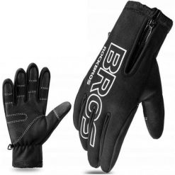 Rękawiczki rowerowe / sportowe ROCKBROS (S091) Softshell. Czarne rękawiczki męskie ROCKBROS, bez wzorów, z materiału. Za 49.01 zł.