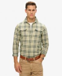 Superdry Koszula Merchant lniana w kratę. Szare koszule męskie Superdry, m, bez wzorów, z bawełny, klasyczne, bez kołnierzyka, bez ramiączek. Za 374.80 zł.