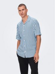 Only & Sons Koszula 22013267 Niebieski Regular Fit. Niebieskie koszule męskie Only & Sons, m, bez wzorów, z wiskozy, bez kołnierzyka, bez ramiączek. Za 119.99 zł.