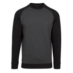 Męska Koszulka Raglan Z Okrągłym Dekoltem. Czarne bluzy męskie BUILD YOUR BRAND, m, bez wzorów, bez ramiączek, bez kaptura. Za 142.99 zł.