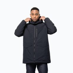Kurtka męska Jack Wolfskin Koenigsbau Parka. Niebieskie kurtki męskie Jack Wolfskin, m, bez wzorów, sportowe, bez kołnierzyka, bez kaptura. Za 1,199.00 zł.