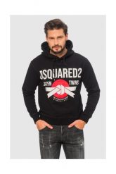 DSQUARED2 Czarna bluza męska z kapturem. Czarne bluzy męskie Dsquared2, m, bez wzorów, z bawełny, z kapturem. W wyprzedaży za 699.99 zł.