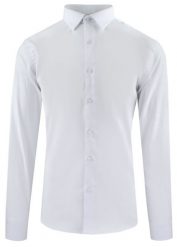 Wizytowa Koszula z Taliowanym Krojem (Slim) - Victorio - Biała. Białe koszule męskie Victorio, uniwersalny, bez wzorów, z bawełny, eleganckie, bez kołnierzyka, bez ramiączek. Za 145.00 zł.
