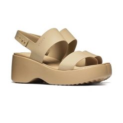 Damskie sandały Crocs Brooklyn Sky Sandal 212250-2NB. Brązowe sandały damskie Crocs, bez wzorów, z materiału, z okrągłym noskiem, bez obcasa, bez zapięcia. Za 259.00 zł.