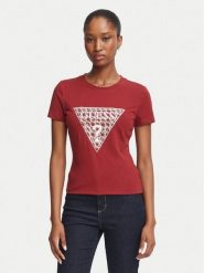 Guess T-Shirt W6BI61 K7948 Bordowy Regular Fit. Czerwone t-shirty damskie Guess, xs, z aplikacjami, z bawełny, bez kołnierzyka, bez ramiączek. Za 194.99 zł.