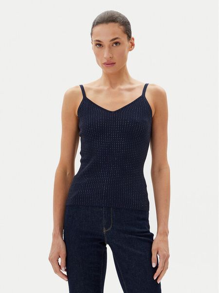 Fracomina Top FR25ST4006K410J9 Granatowy Slim Fit. Niebieskie topy damskie Fracomina, xs, bez wzorów, z wiskozy, bez kołnierzyka, bez ramiączek. Za 169.99 zł.