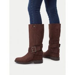 Kozaki Beverly Hills Polo Club. Brązowe kozaki damskie Beverly Hills Polo Club, bez wzorów, bez obcasa, na płaskiej podeszwie, bez zapięcia. Za 349.99 zł.