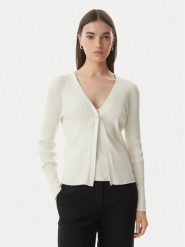 Calvin Klein Kardigan LV044G303G Kremowy Regular Fit. Białe kardigany damskie Calvin Klein, xs, bez wzorów, z bawełny, bez kołnierzyka. Za 529.99 zł.