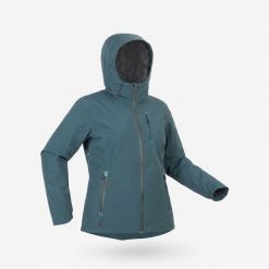 Kurtka narciarska damska Quechua SKP 900. Czarne kurtki sportowe damskie QUECHUA, na zimę, l, bez wzorów, z materiału, bez ramiączek, bez kaptura, narciarskie. Za 879.99 zł.