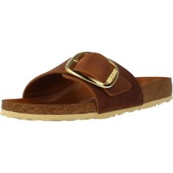 Klapki damskie Birkenstock Madrid Big Buckle Cognac Natural Leather. Brązowe klapki damskie Birkenstock, bez wzorów, z materiału, sportowe, bez obcasa, bez zapięcia. Za 828.00 zł.