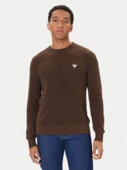 Guess Jeans Sweter M4BR30 Z3HM1 Brązowy Regular Fit. Brązowe swetry męskie Guess Jeans, m, z aplikacjami, z bawełny, bez kołnierzyka, bez ramiączek. Za 299.99 zł.