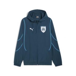 Męska kurtka przedmeczowa z tkaniny Olympique Marsylia PUMA. Niebieskie kurtki męskie Puma, m, bez wzorów, z materiału, klasyczne, bez kaptura. Za 268.34 zł.