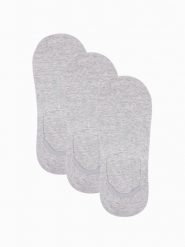 Skarpety męskie stopki 3-pak - szare V3 OM-SOSS-0103 - one size. Szare skarpety męskie Ombre Clothing, bez wzorów, z bawełny. W wyprzedaży za 14.99 zł.