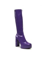 Jenny Fairy Kozaki GLOSSY-02KW Fioletowy. Fioletowe kozaki damskie Jenny Fairy, bez wzorów, ze skóry, bez obcasa, na słupku, bez zapięcia. Za 215.99 zł.