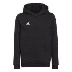 Entrada 22 Sweat Hoodie. Czarne bluzy sportowe męskie Adidas, bez wzorów, z materiału, z kapturem, do piłki nożnej. Za 149.99 zł.