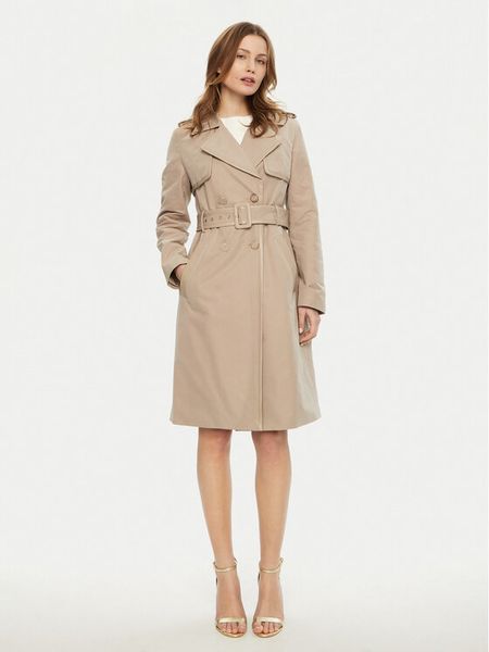 Guess Trencz W5RL14 WGWD2 Beżowy Regular Fit. Brązowe płaszcze damskie Guess, l, z aplikacjami, z syntetyku, bez kołnierzyka, bez kaptura. Za 479.99 zł.