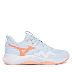 Buty halowe Mizuno. Niebieskie obuwie sportowe damskie Mizuno, bez wzorów, bez zapięcia, mizuno wave. Za 469.99 zł.