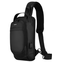 Czarna, pojemna saszetka męska na ramię wykonana ze skóry ekologicznej, wyposażona w port USB Rovicky R-88040. Czarne torby na ramię męskie ROVICKY, ze skóry ekologicznej, na ramię. Za 79.99 zł.