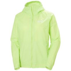 Kurtka przeciwdeszczowa damska Helly Hansen Roam Wind. Zielone kurtki sportowe damskie Helly Hansen, bez wzorów, bez ramiączek, bez kaptura, trekkingowe. Za 408.50 zł.