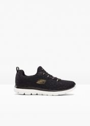 Sneakersy Skechers z pianką memory. Czarne obuwie sportowe damskie bonprix, bez wzorów, bez zapięcia. Za 269.99 zł.
