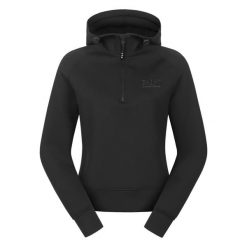 Techniczna bluza dresowa z kapturem dla kobiet do jazdy konnej ELT Regensburg. Czarne bluzy damskie ELT, bez wzorów, z dresówki, sportowe, bez ramiączek, z kapturem. Za 251.00 zł.