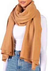 X2 Szalik Cashmirillo 100 x 200 cm - gładki wzór - Brązowy. Brązowe szaliki damskie X2, na jesień, bez wzorów, z kaszmiru. Za 119.00 zł.