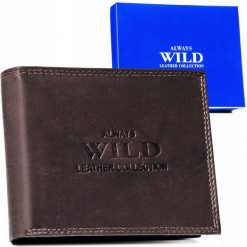 Portfel skórzany Always Wild AW-N5-MAL c. brązowy. Brązowe portfele męskie Always Wild, bez wzorów, ze skóry. Za 45.00 zł.