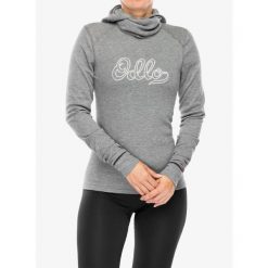 Bluza termoaktywna damska Odlo Active Warm Originals BL Top Facemask LS. Szare bluzy damskie ODLO, na zimę, bez wzorów, sportowe, bez ramiączek, bez kaptura. Za 277.99 zł.