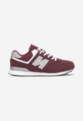 Bordowo-Czerwone Buty Sportowe do Kostki z Ozdobną Wstawką i Modnymi Naszywkami Reygan. Czerwone buty sportowe męskie Born2be, z aplikacjami, bez zapięcia. Za 89.99 zł.