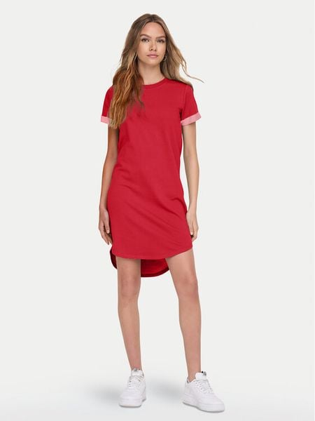 JDY Sukienka codzienna Ivy 15174793 Czerwony Regular Fit. Czerwone sukienki damskie JDY, na co dzień, xs, bez wzorów, z bawełny, bez kołnierzyka, bez ramiączek, proste. Za 59.99 zł.